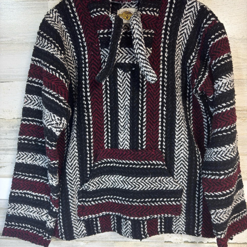 Chic Striped Cowl Neck Sweater - Black, White, Red